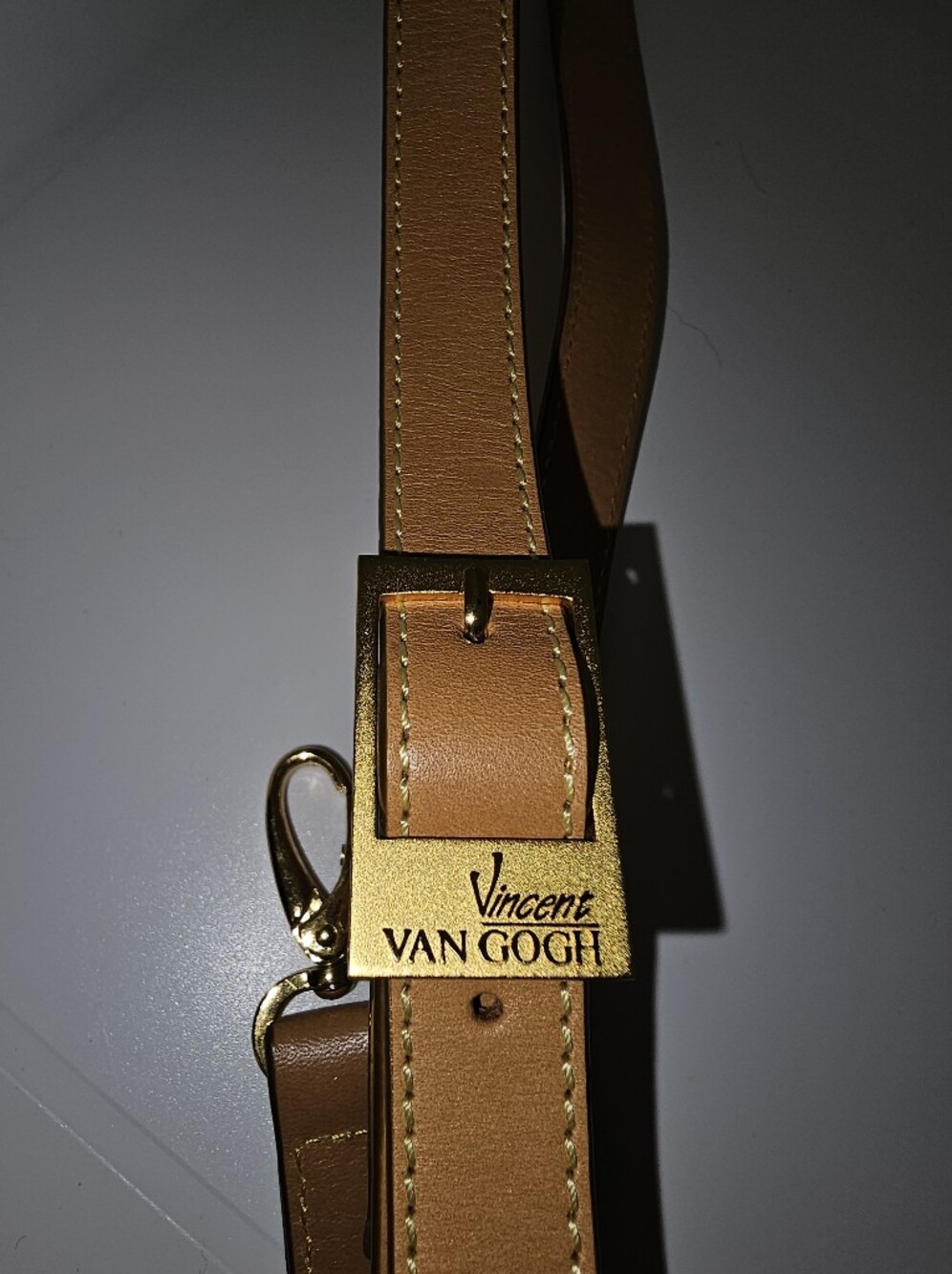 Tan Leather Purse Strap with Gold Hardware - Vincent Van Gogh